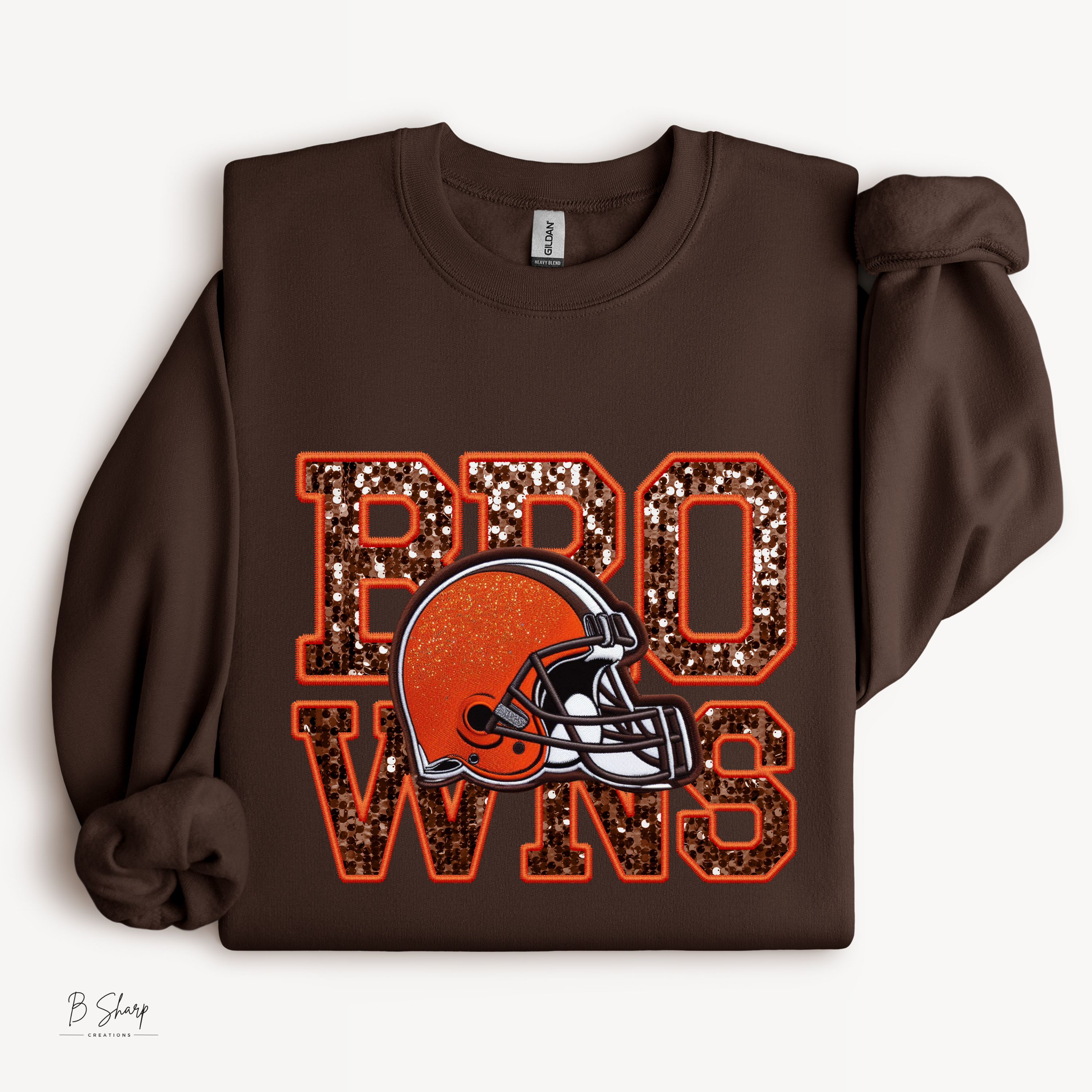 Brown & Orange Game Day Shirt | Faux Embroidery Football Tee