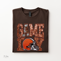 Game Day Shirt | Brown & Orange Faux Embroidery Football Tee