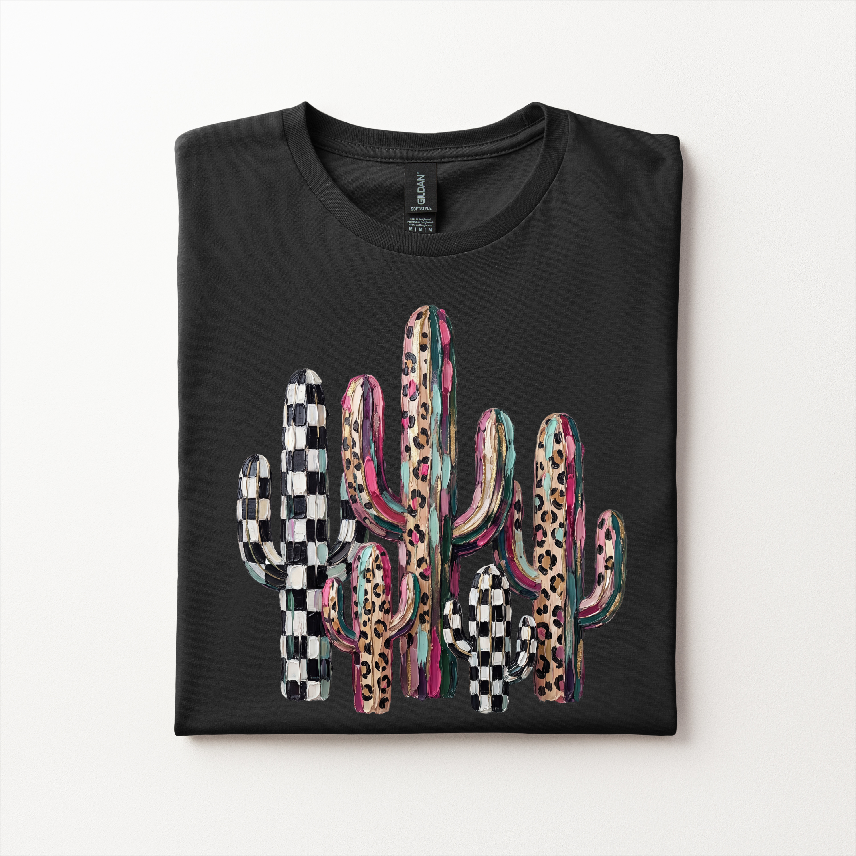 Colorful Cactus Shirt | Leopard and Checkered Western Graphic Tee or Sweats