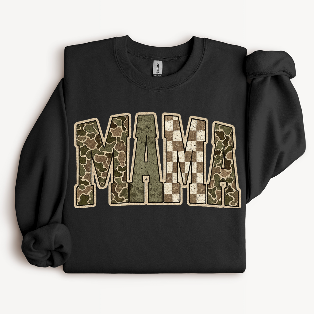 Camo Mama Shirt | Checkered Hunting Graphic Tee or Sweatshirt