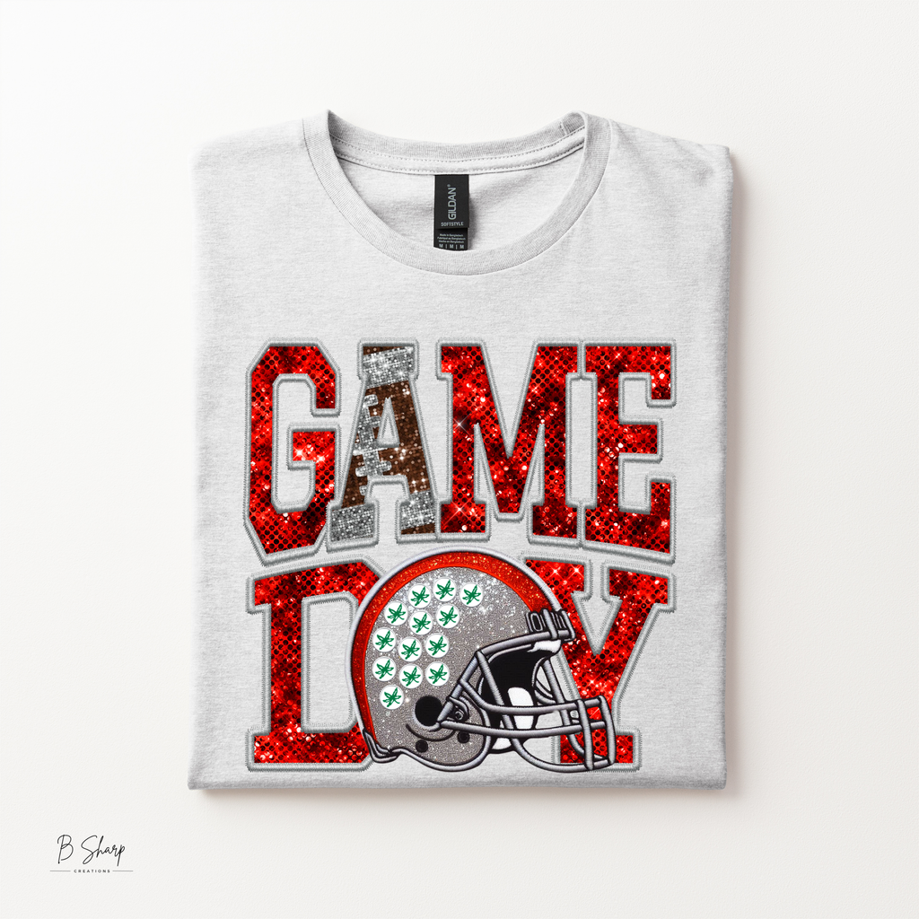 Game Day Faux Embroidery Shirt | Football Graphic Tee