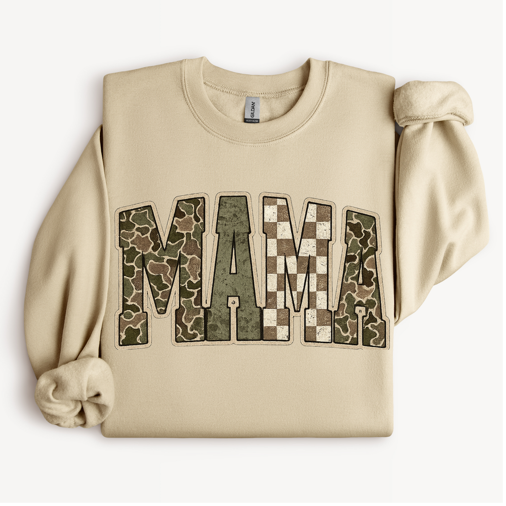Camo Mama Shirt | Checkered Hunting Graphic Tee or Sweatshirt